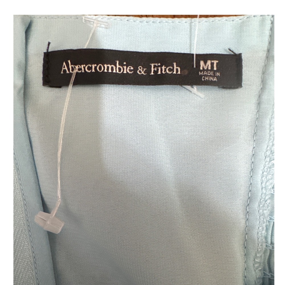 Abercrombie & Fitch Blue Floral Tiered Maxi Dress MT Medium Tall Smocked Boho - Picture 3 of 8